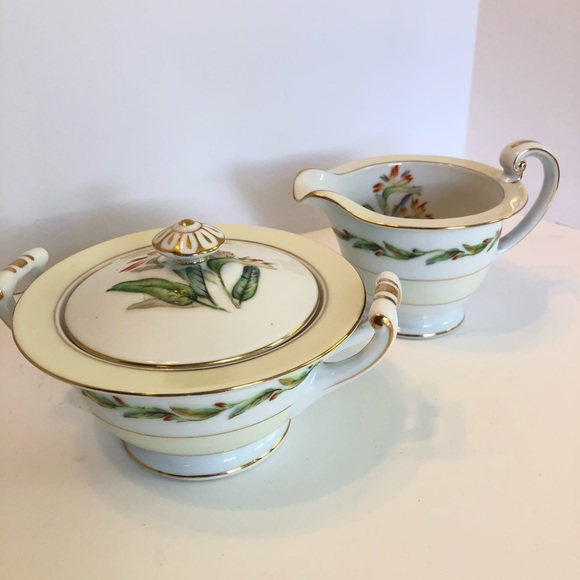 Occupied Japan Sugar & Creamer Bird Paradise - Picture 6 of 12